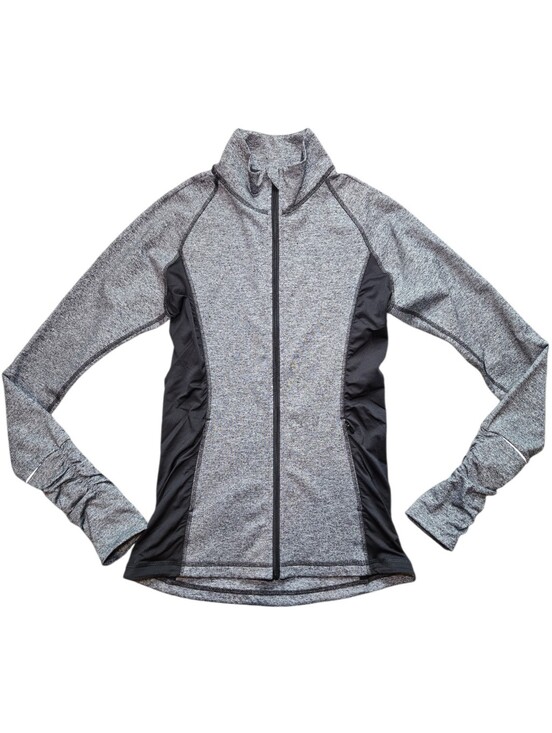 Victoria's Secret Jackets & Blazers - Victoria's Secret Heather Gray Full-Zip Jacket with Black Panels